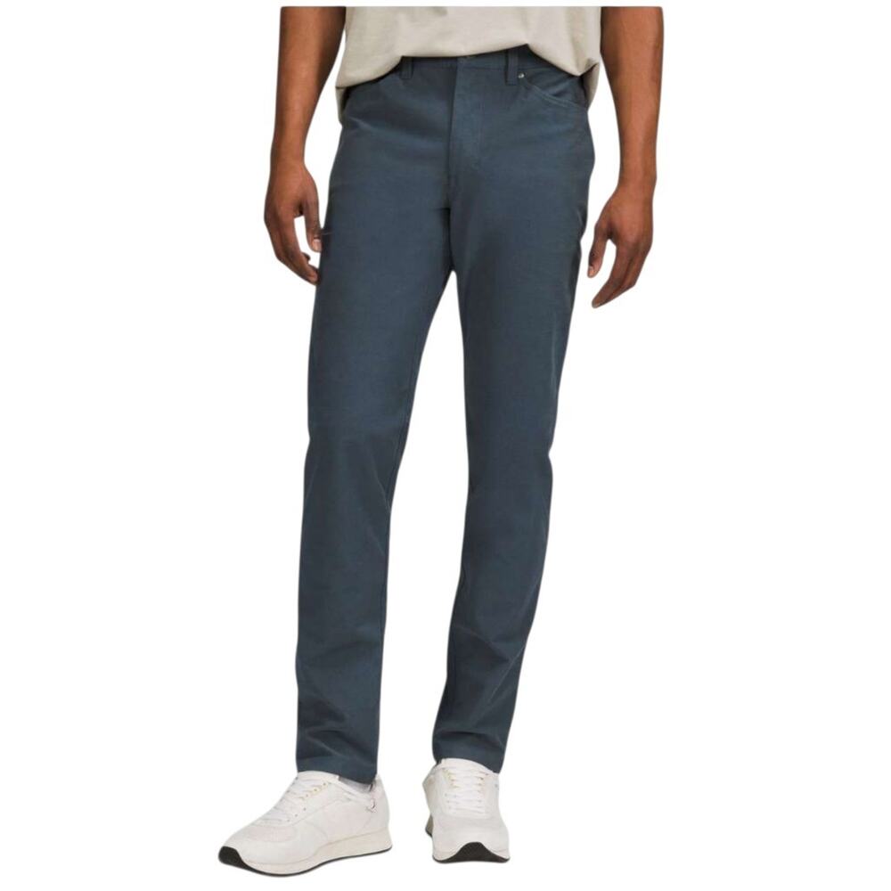 Lululemon ABC Pants Mens 34 Iron Blue Slim Fit Stretch Cropped Athleisure Flawed